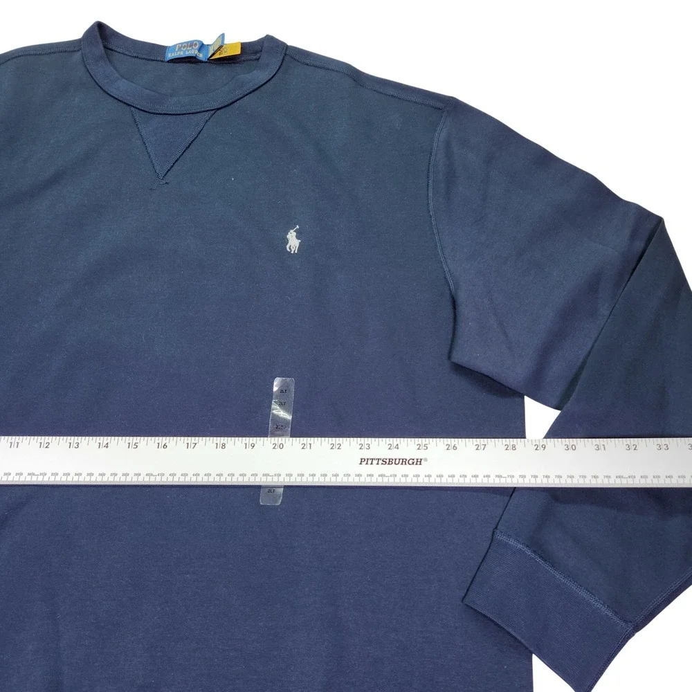Polo Ralph Lauren Navy Blue Crewneck Sweatshirt 2XLT Embroidered‎ Pony Logo